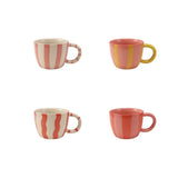 10 ounce hand-painted stoneware mug with a striped design