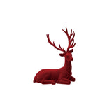 12-3/4"L x 6"W x 13-1/2"H Flocked Resin Lying Deer, Burgundy Color - Pages & Parcels