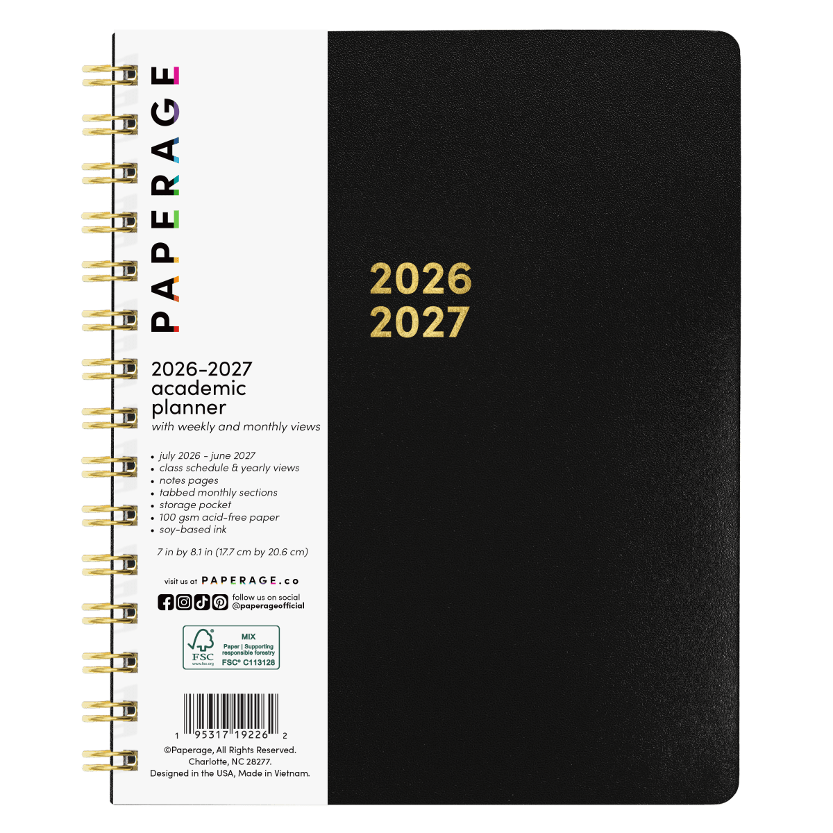12 Month Medium Spiral Academic Planner - Pages & Parcels