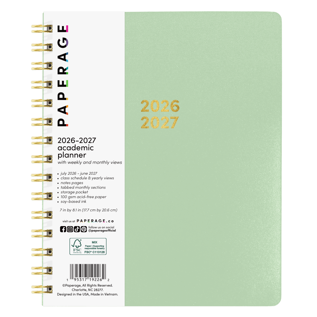 12 Month Medium Spiral Academic Planner - Pages & Parcels