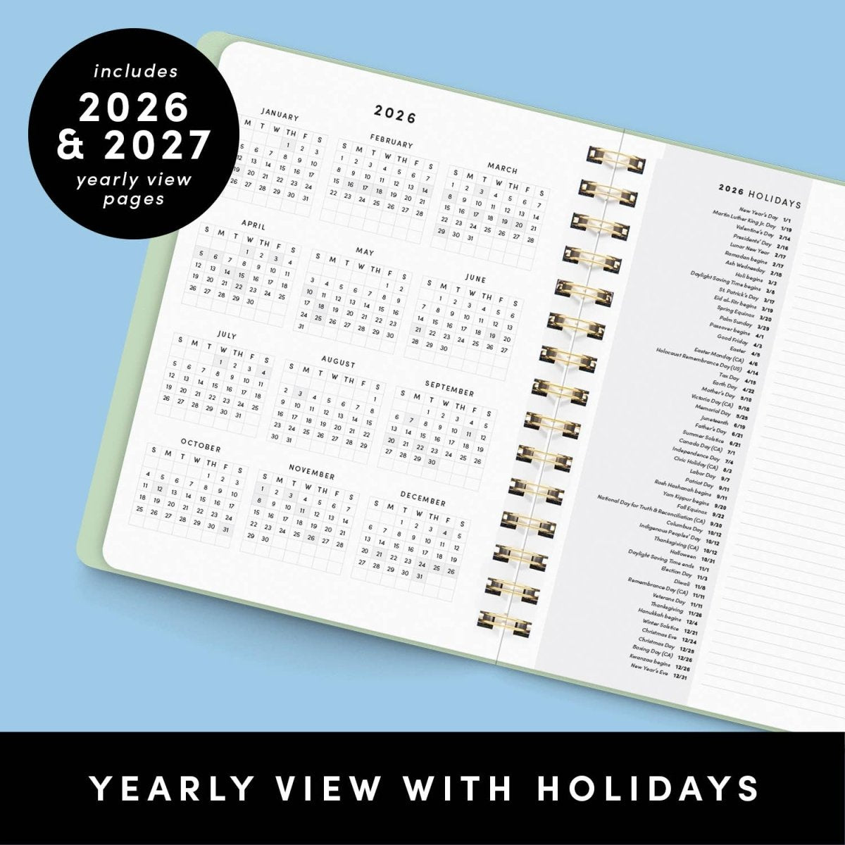 12 Month Medium Spiral Academic Planner - Pages & Parcels