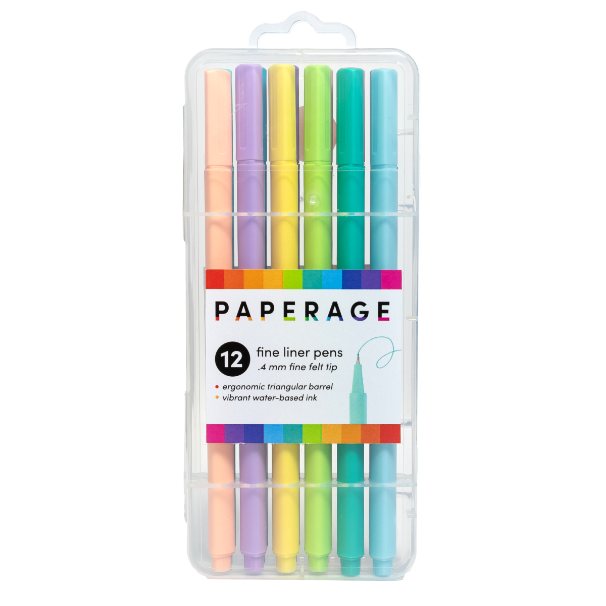 12 Pack Felt Tip Fine Line Pastel Marker Pens With Case - Pages & Parcels
