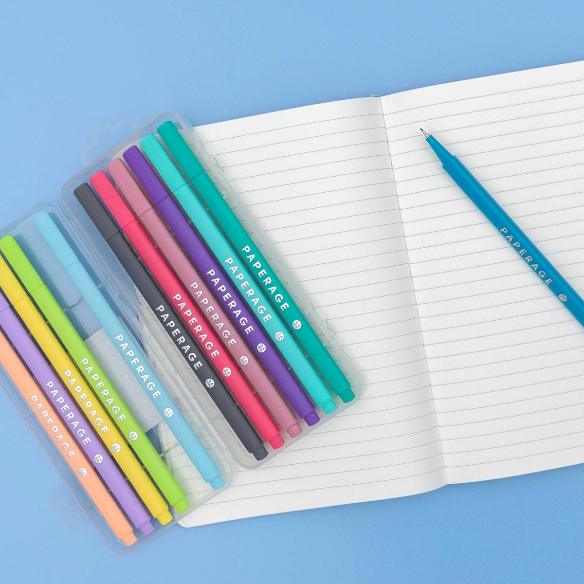 12 Pack Felt Tip Fine Line Pastel Marker Pens With Case - Pages & Parcels