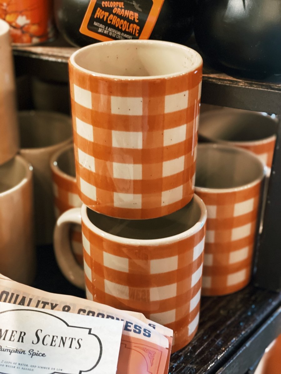 Hand-painted 16 oz stoneware mug with a decorative pattern, one of three available styles