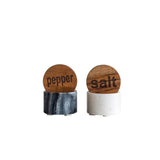 2 - 1/2"Rnd Marble Salt &Pepper Pot w/ Wood Lid, 2 Styles - Pages & Parcels