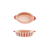 Stoneware scalloped baker with stripes and handles