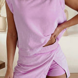 2 Pieces Mineral Wash Cotton Tank Top and Skirt Set - Pages & Parcels