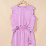 2 Pieces Mineral Wash Cotton Tank Top and Skirt Set - Pages & Parcels