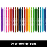 20 Pack Retractable Gel Pens Rainbow - Pages & Parcels