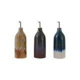 26 ounce stoneware oil cruet with a stainless steel spout