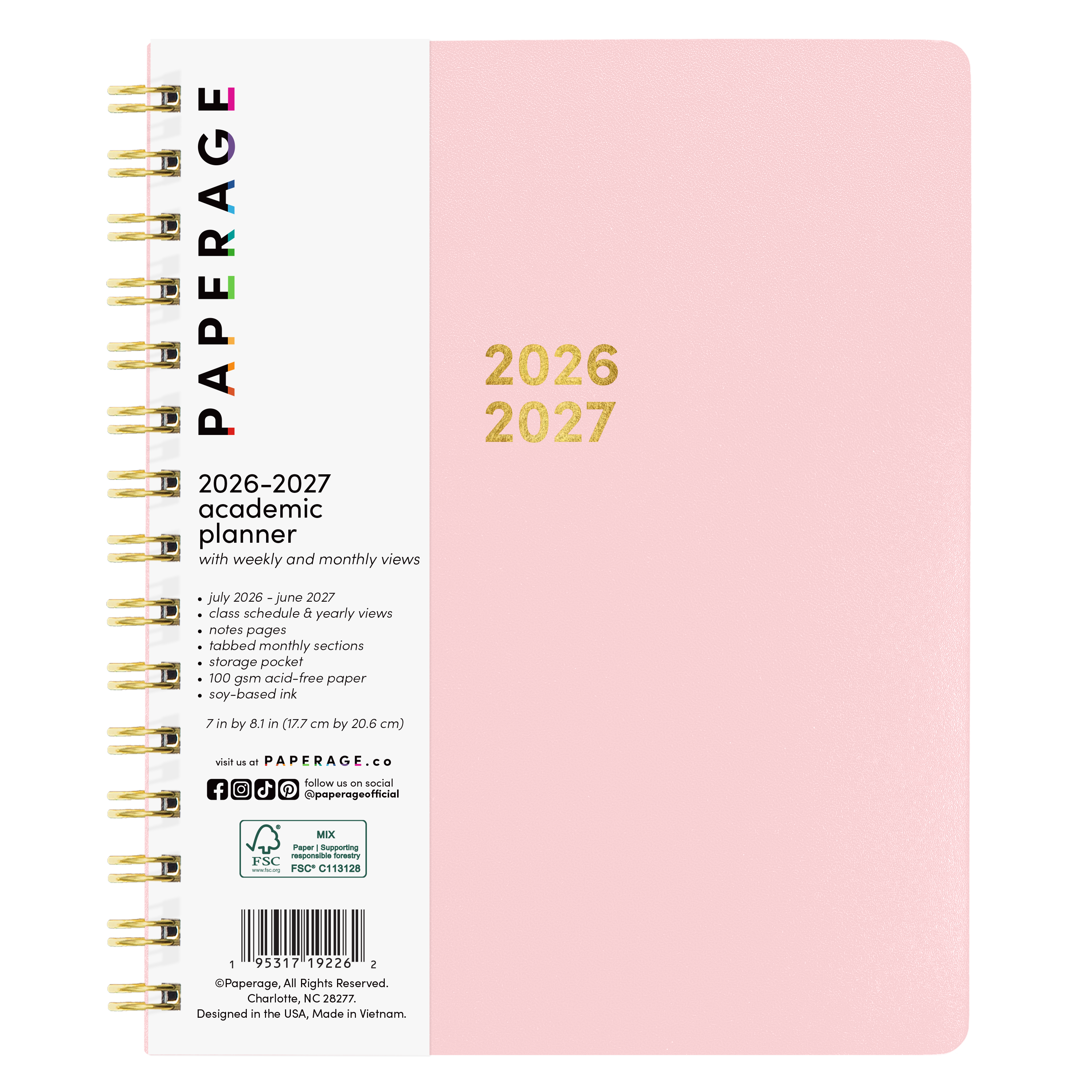 12 Month Medium Spiral Academic Planner