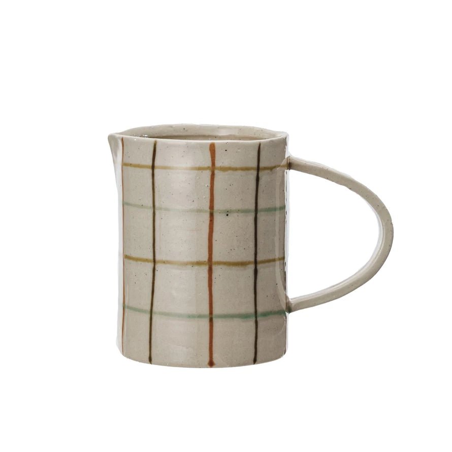 32 ounce hand-painted stoneware pitcher for serving drinks