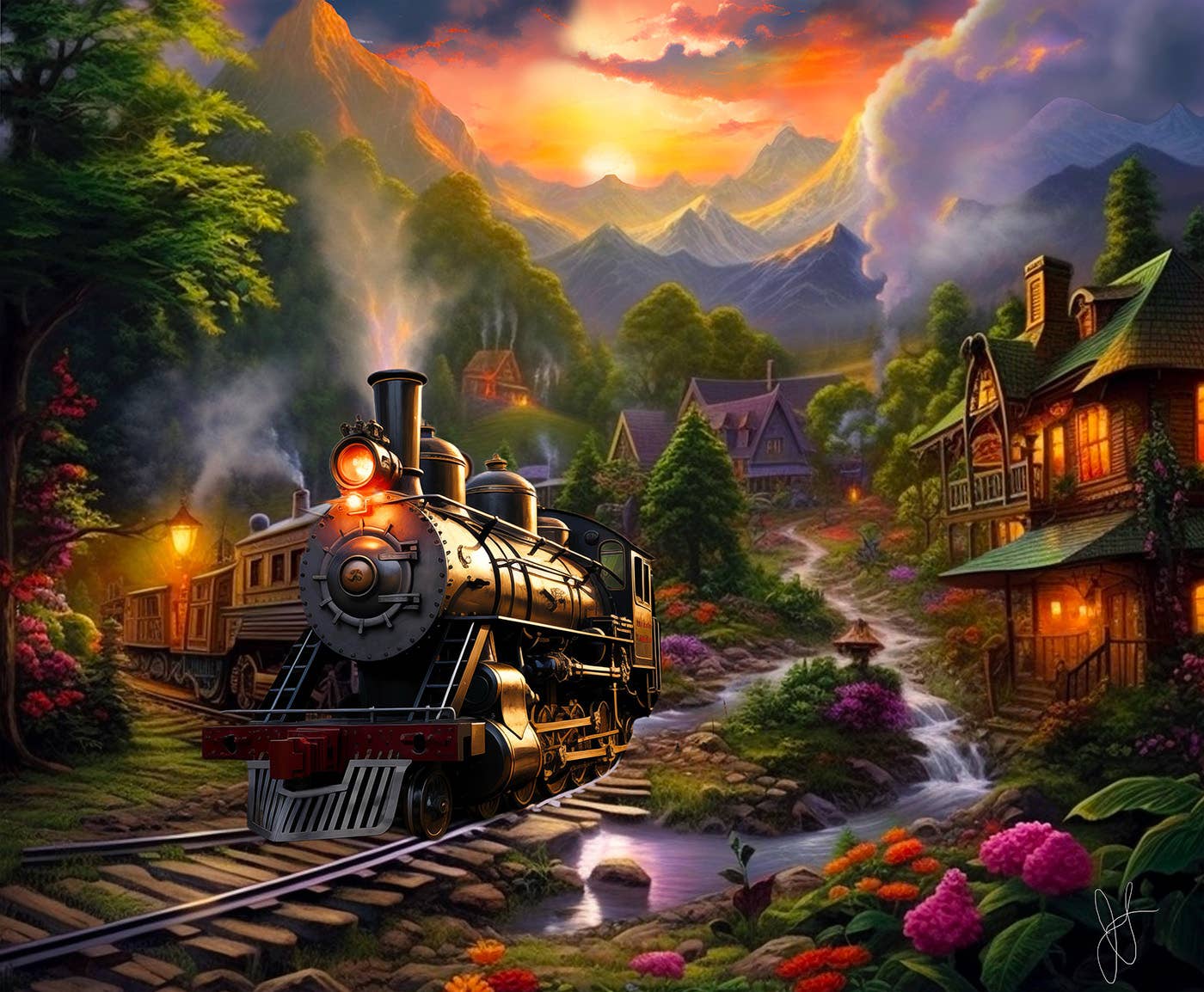 1322 Village Train 1000 pc Puzzle