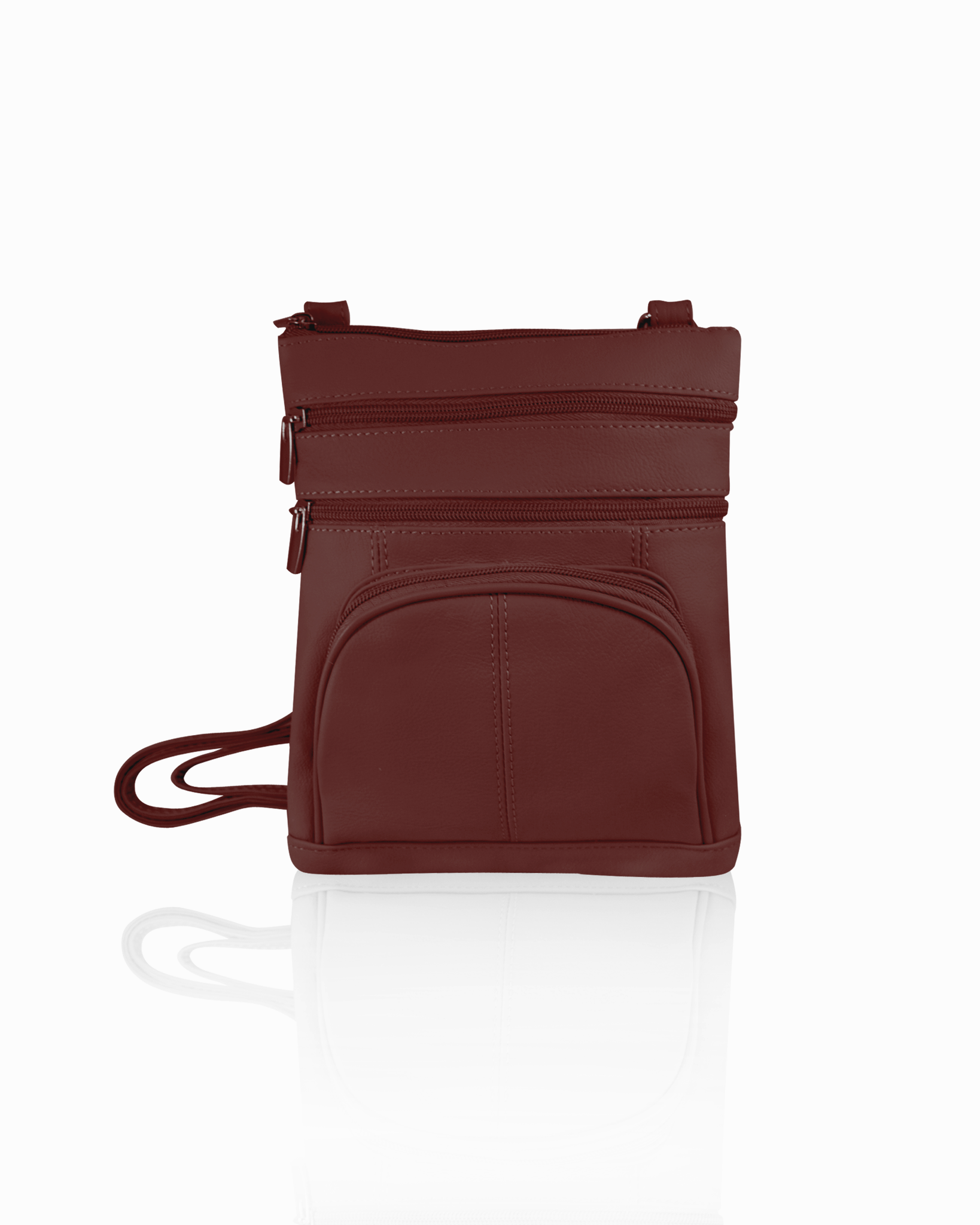Cowhide leather crossbody with phone pocket: Brown