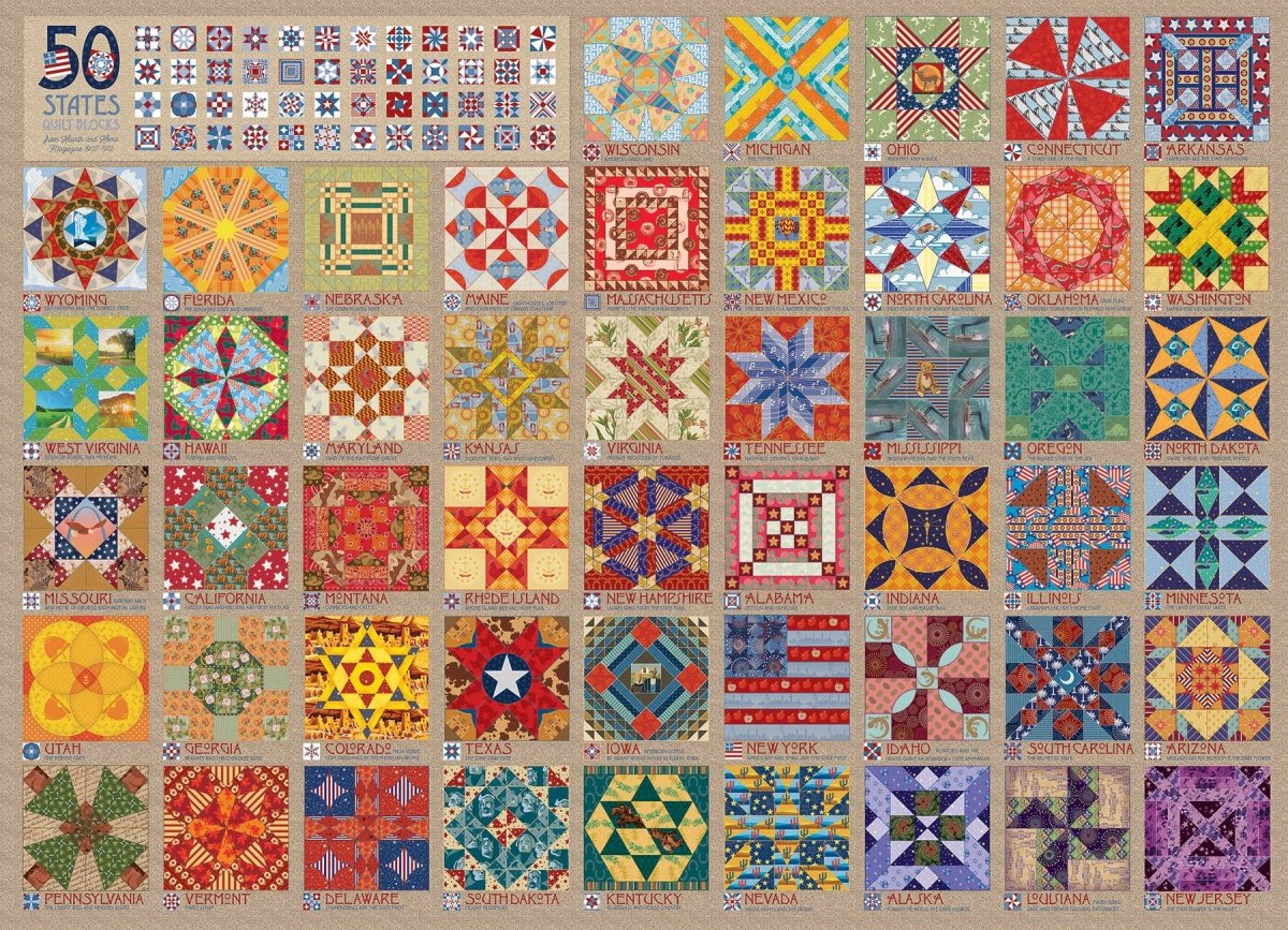 50 States Quilt Blocks 1000-Piece Cobble Hill Puzzle - Pages & Parcels