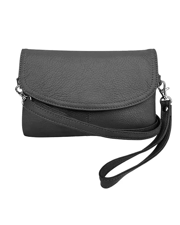 Cowhide leather crossbody clutch bag: Black