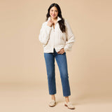 Cable Knit Marshmallow Funnel Neck  Double Zip Jack