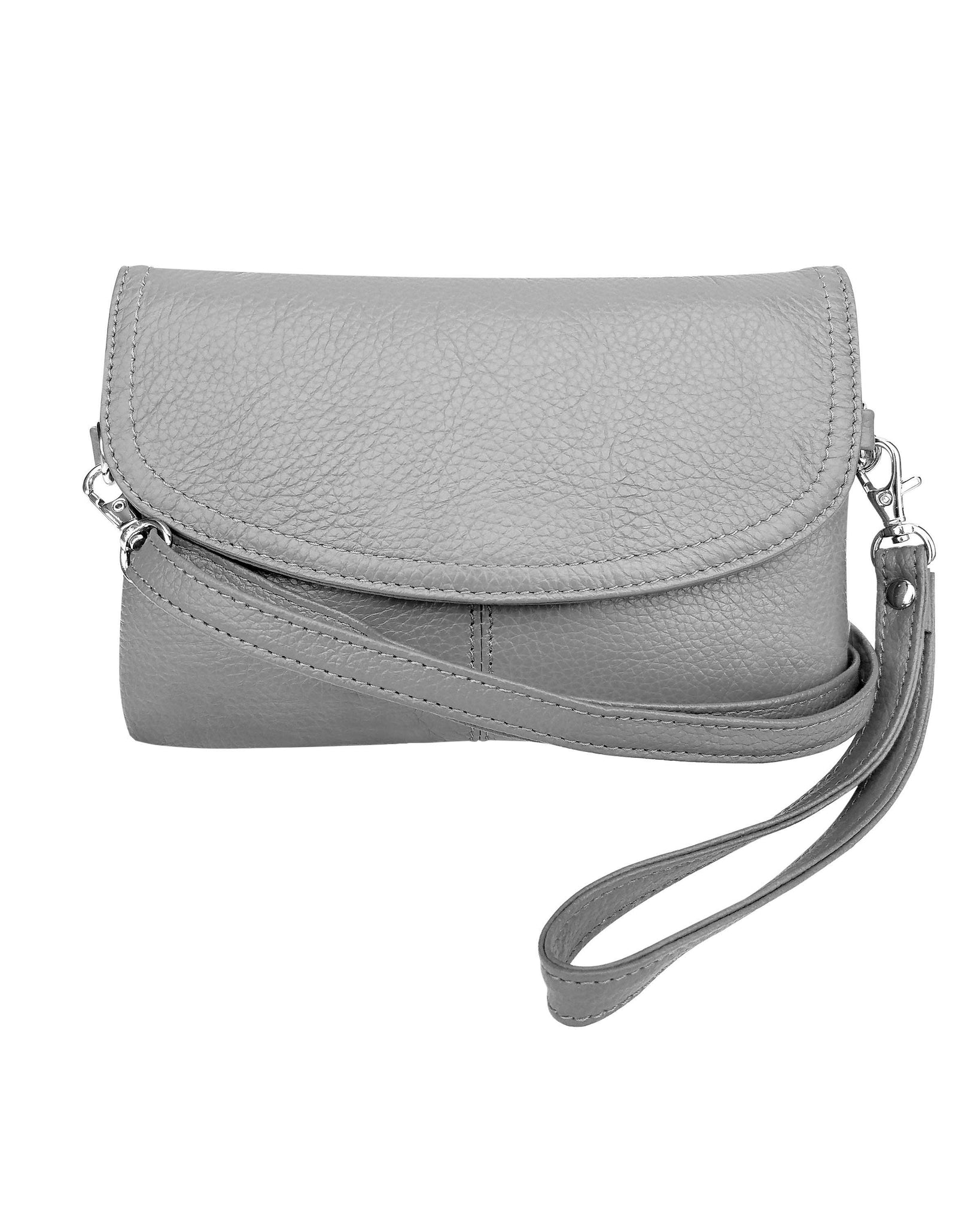 Cowhide leather crossbody clutch bag: Gray