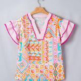 66 Boho Mixed Print Contrast Trim Blouse - Pages & Parcels