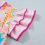 66 Boho Mixed Print Contrast Trim Blouse - Pages & Parcels