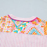66 Boho Mixed Print Contrast Trim Blouse - Pages & Parcels