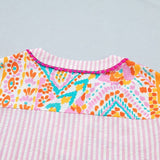 66 Boho Mixed Print Contrast Trim Blouse - Pages & Parcels