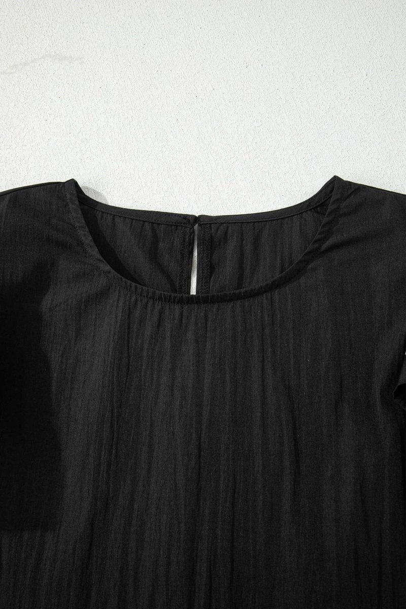 66 Contrast Trim Dual Ruffle Short Sleeve Blouse - Pages & Parcels