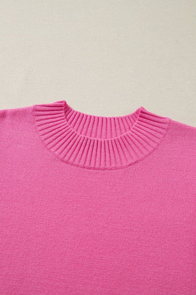 66 Ribbed Trim Ruffle Short Sleeve Sweater - Pages & Parcels