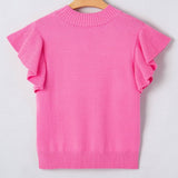 66 Ribbed Trim Ruffle Short Sleeve Sweater - Pages & Parcels