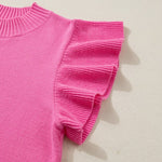 66 Ribbed Trim Ruffle Short Sleeve Sweater - Pages & Parcels
