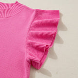 66 Ribbed Trim Ruffle Short Sleeve Sweater - Pages & Parcels
