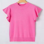66 Ribbed Trim Ruffle Short Sleeve Sweater - Pages & Parcels