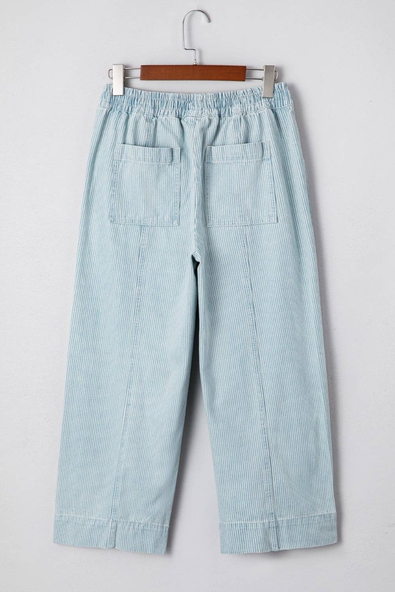 66 Stripe Mid Rise Drawstring Waist Denim Jeans - Pages & Parcels