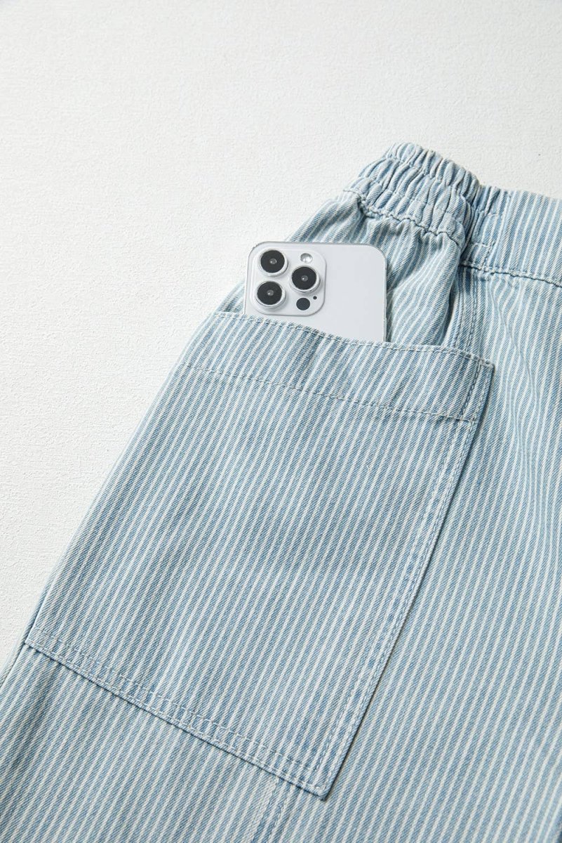66 Stripe Mid Rise Drawstring Waist Denim Jeans - Pages & Parcels