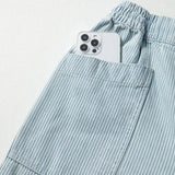 66 Stripe Mid Rise Drawstring Waist Denim Jeans - Pages & Parcels