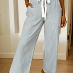 66 Stripe Mid Rise Drawstring Waist Denim Jeans - Pages & Parcels