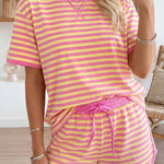 66 Stripe Short Sleeve Top and Skirt Lounge Set - Pages & Parcels