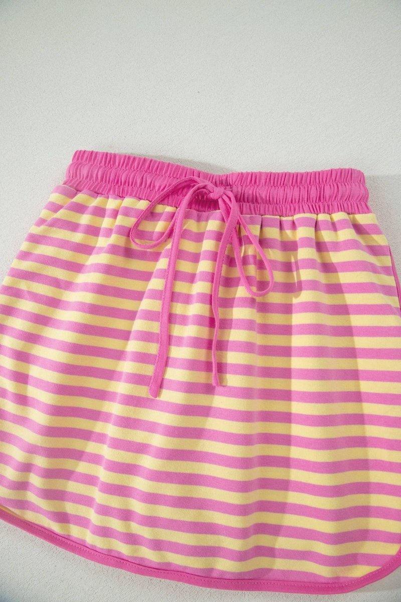 66 Stripe Short Sleeve Top and Skirt Lounge Set - Pages & Parcels