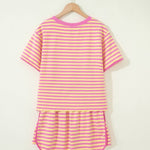 66 Stripe Short Sleeve Top and Skirt Lounge Set - Pages & Parcels