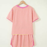66 Stripe Short Sleeve Top and Skirt Lounge Set - Pages & Parcels