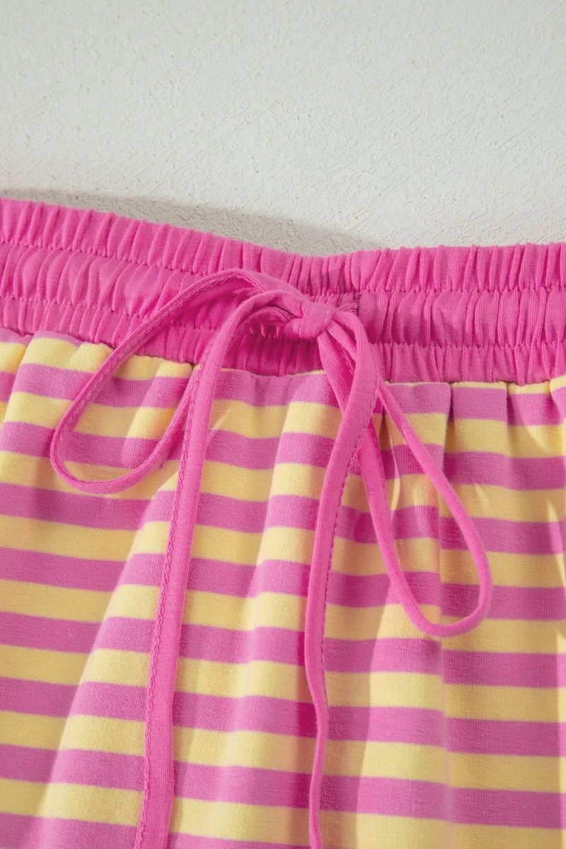 66 Stripe Short Sleeve Top and Skirt Lounge Set - Pages & Parcels