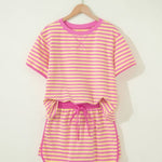 66 Stripe Short Sleeve Top and Skirt Lounge Set - Pages & Parcels