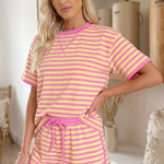 66 Stripe Short Sleeve Top and Skirt Lounge Set - Pages & Parcels