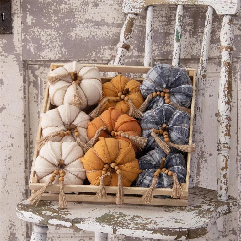 Fabric Pumpkins With Bead Tassel