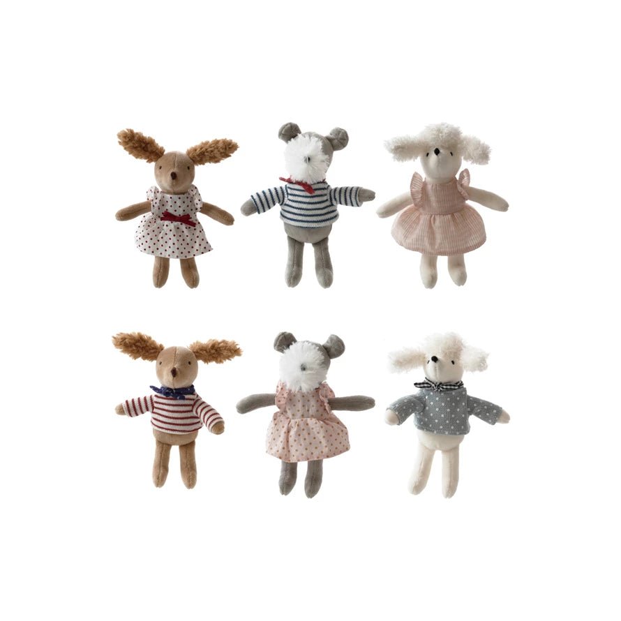 6"L Cotton Mini Dressed Doll Dogs - Pages & Parcels