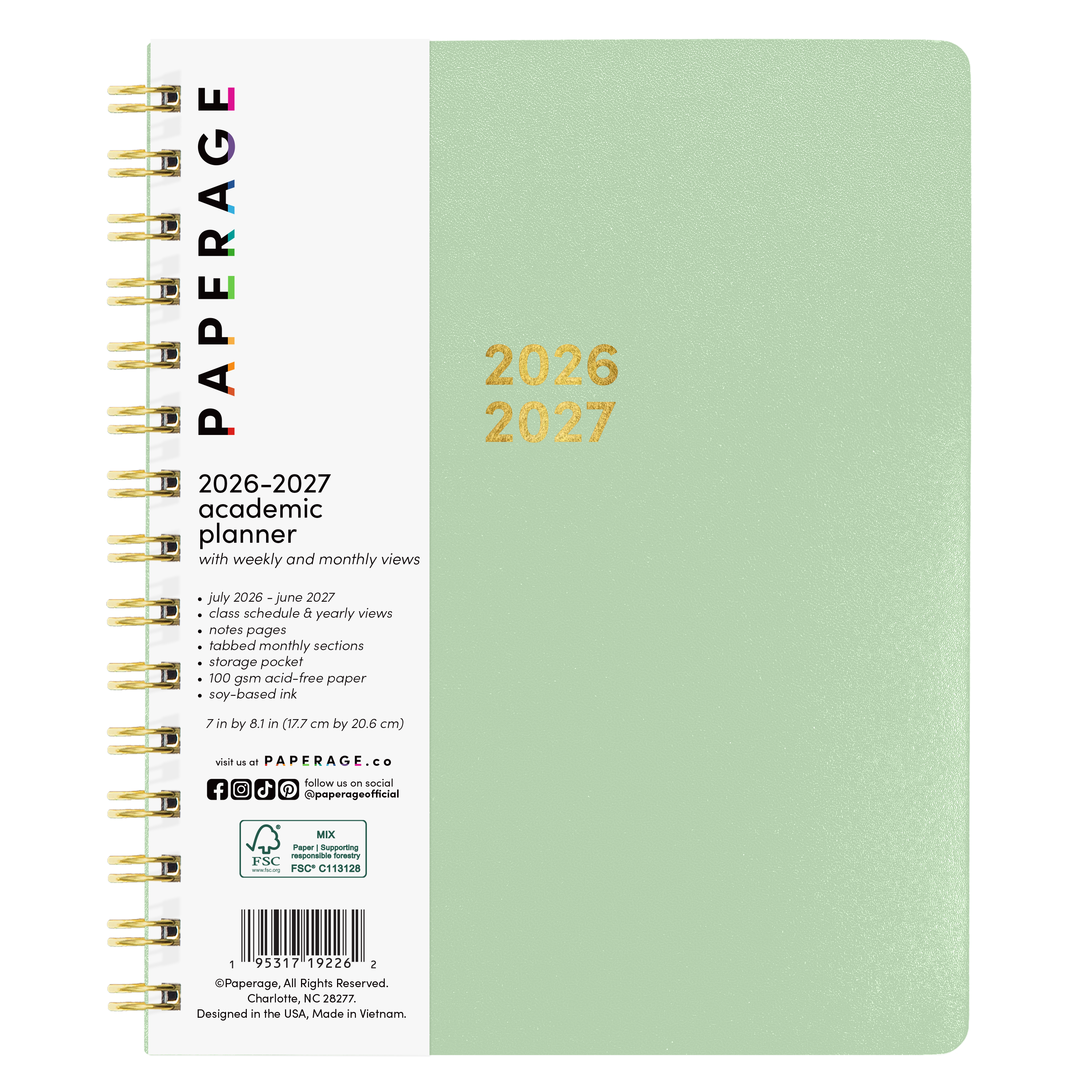 12 Month Medium Spiral Academic Planner