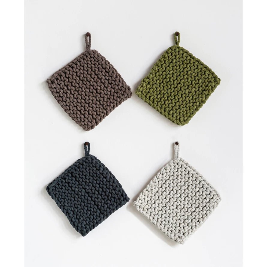 8 " Square Cotton Crocheted Pot Holder - Pages & Parcels