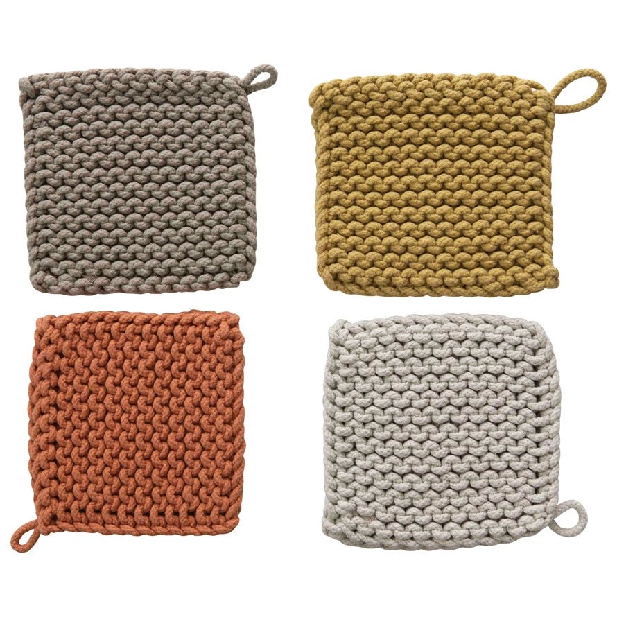8 " Square Cotton Crocheted Pot Holder - Pages & Parcels
