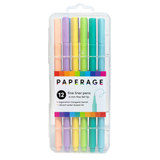 12 Pack Felt Tip Fine Line Pastel Marker Pens With Case