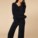 Solid Marshmallow V-Neck Lounge Set